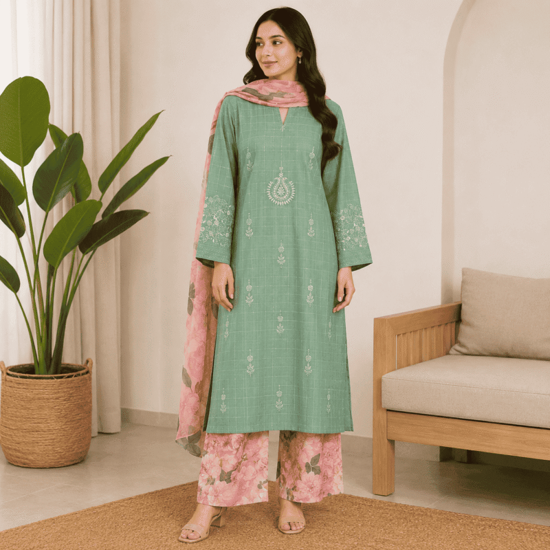 Khaadi Hand Embroidered Floral 3-Piece
