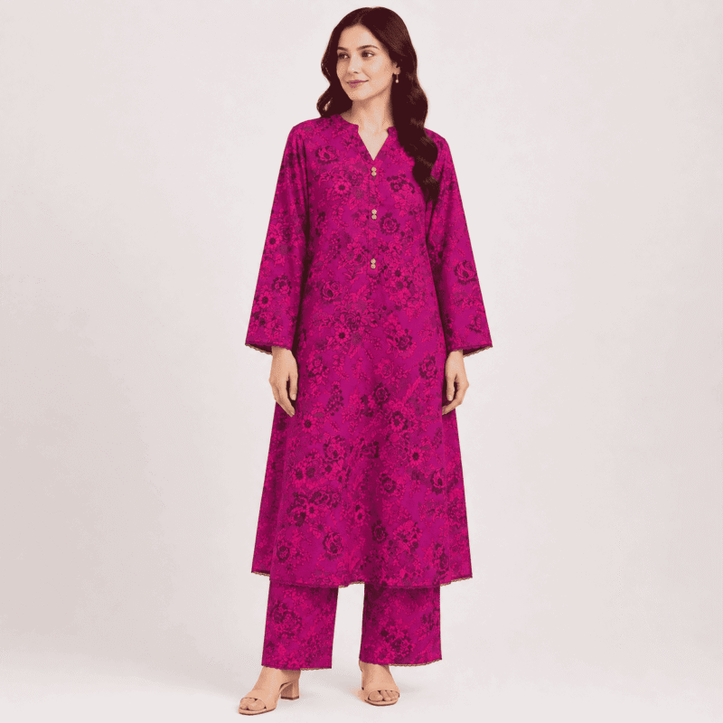 Khaadi Magenta Floral Printed 2-Piece