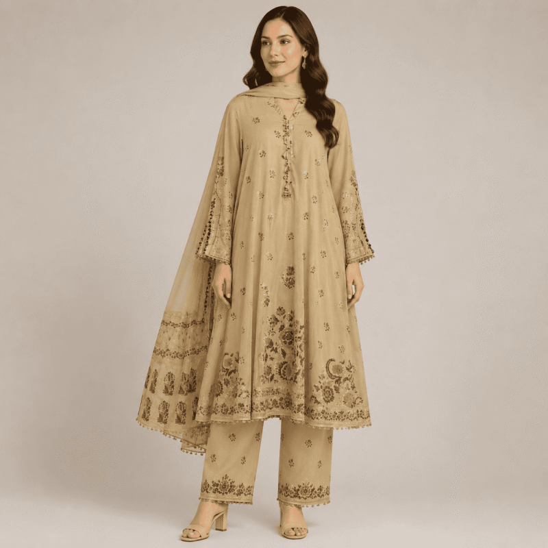 Khaadi Embroidered Beige 2-Piece