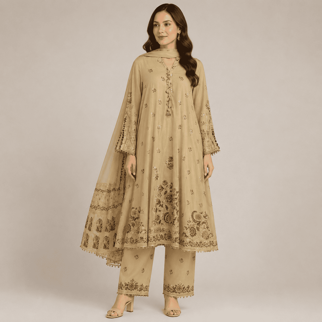 Khaadi Embroidered Beige 2-Piece